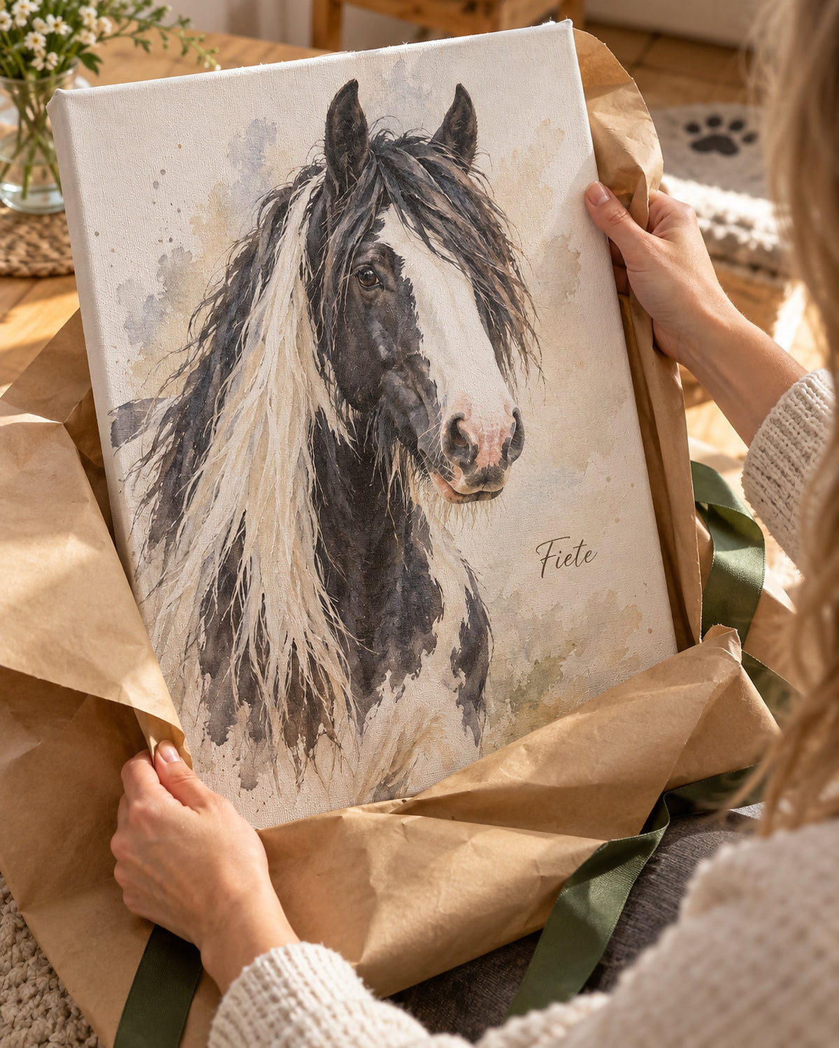 Ritratto di un cavallo su tela scartato come regalo