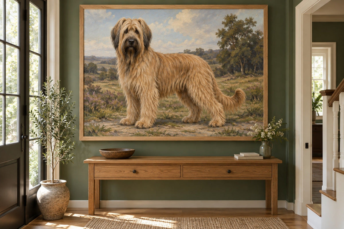 Briard als Wandbild im Stil Ölgemälde, Raum: grüner Flur