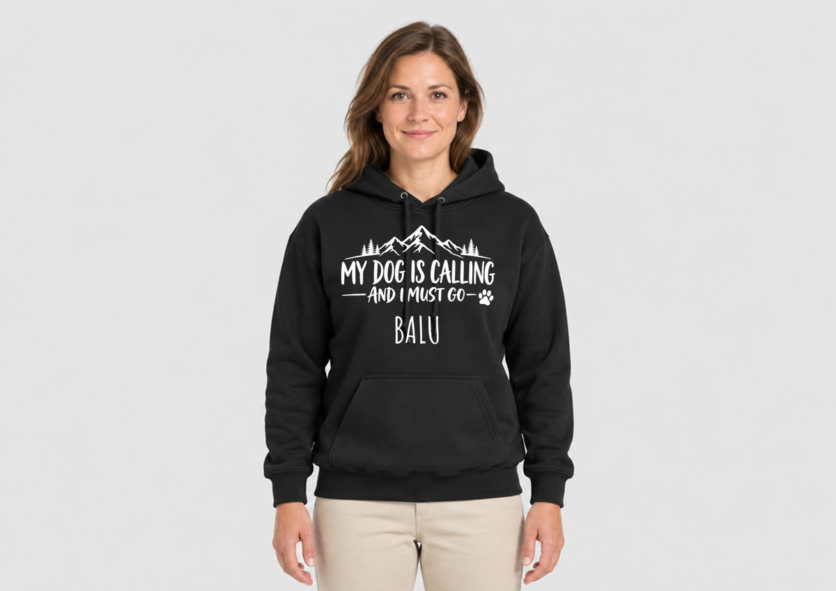 My Dog Is Calling mit Namen deines Hundes, Hoodie dunkel