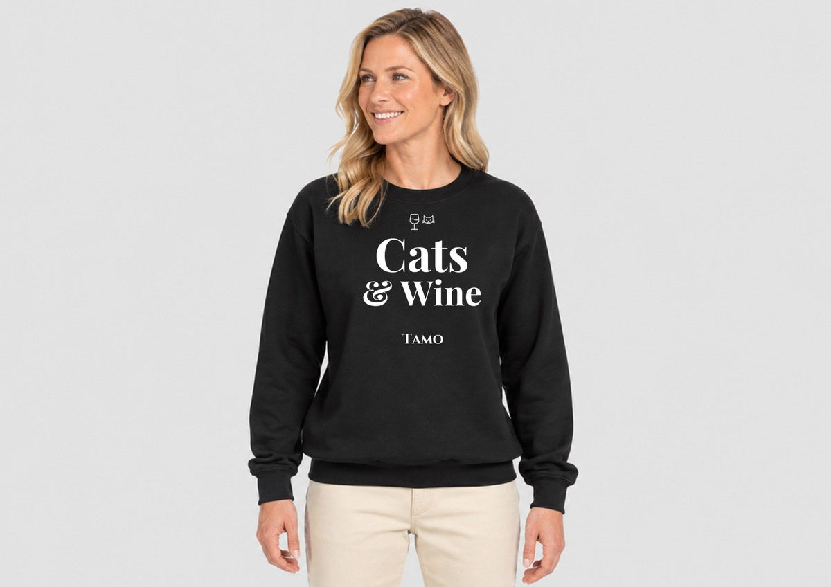 Cats & Wine, Sweatshirt mit dem Namen Tamo