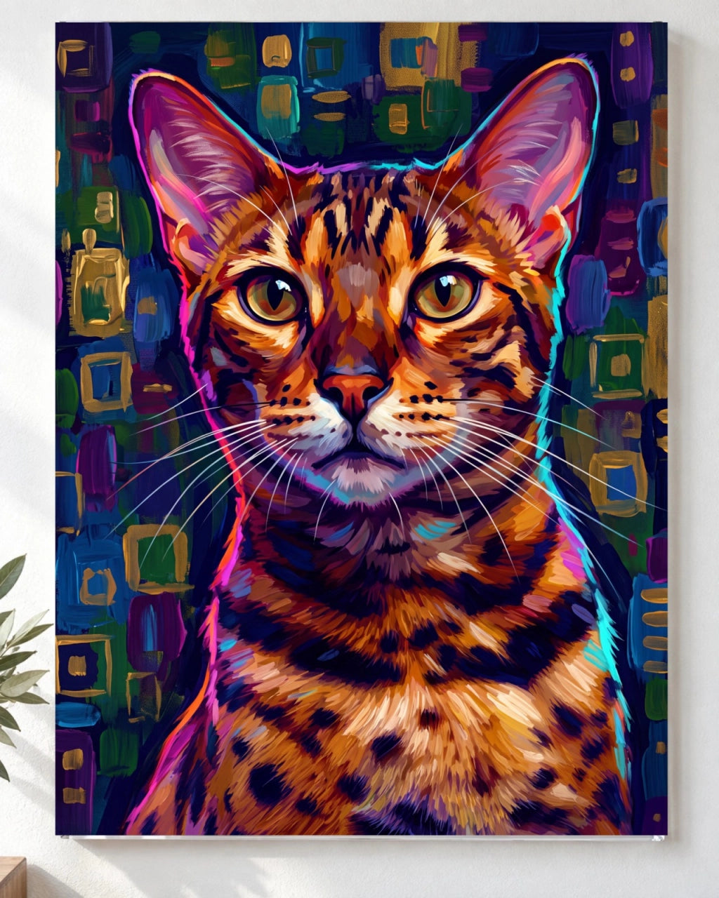 Katzenportrait auf Acrylglas im Pop-Art-Stil