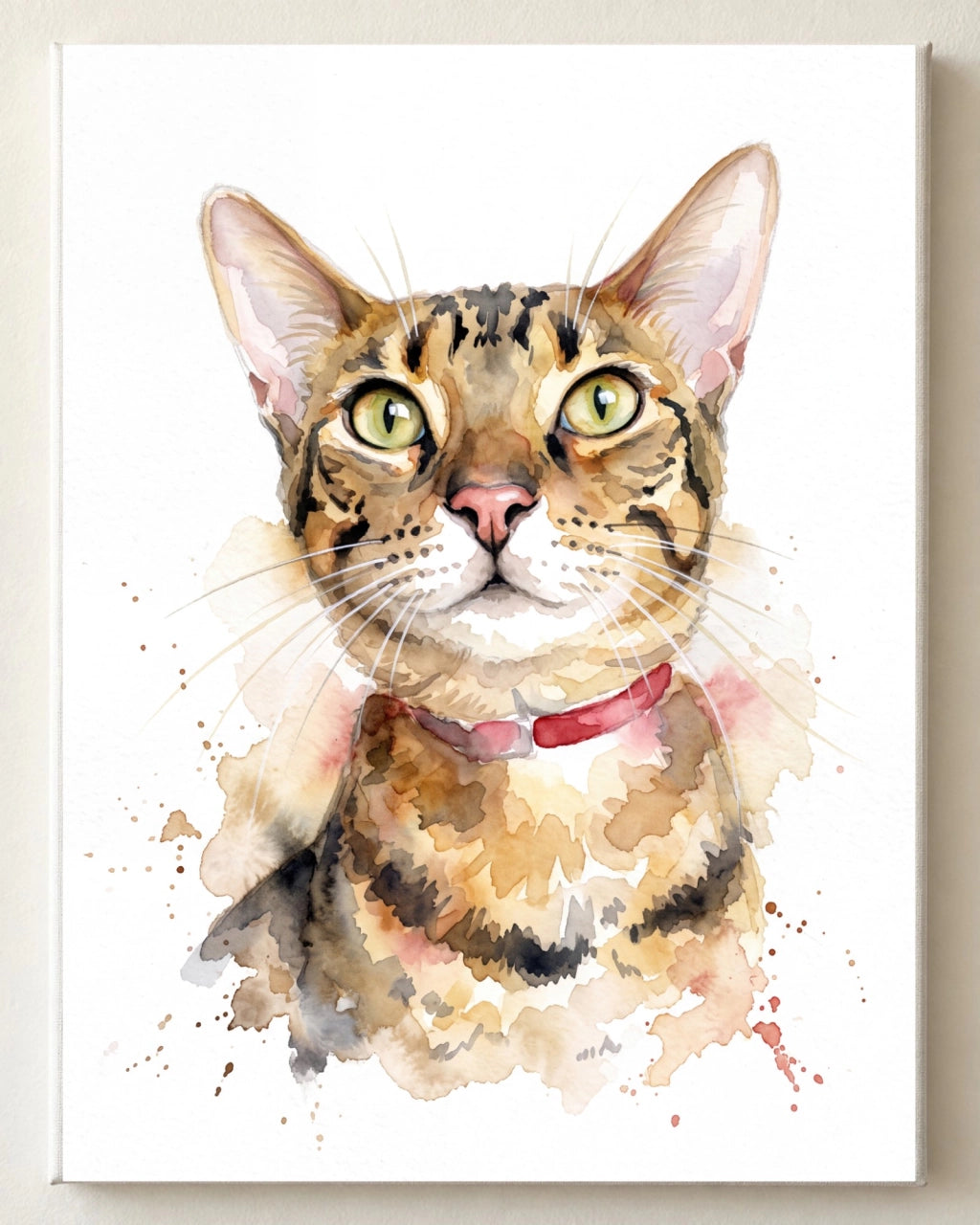 Katzenportrait auf Leinwand im Aquarell-Stil
