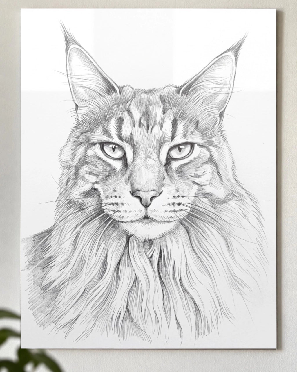 Katzenportrait auf Aluminium im Sketch-Stil