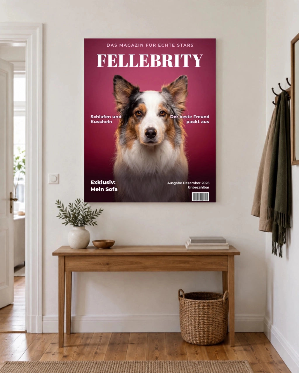Copertina di rivista su tela nel corridoio