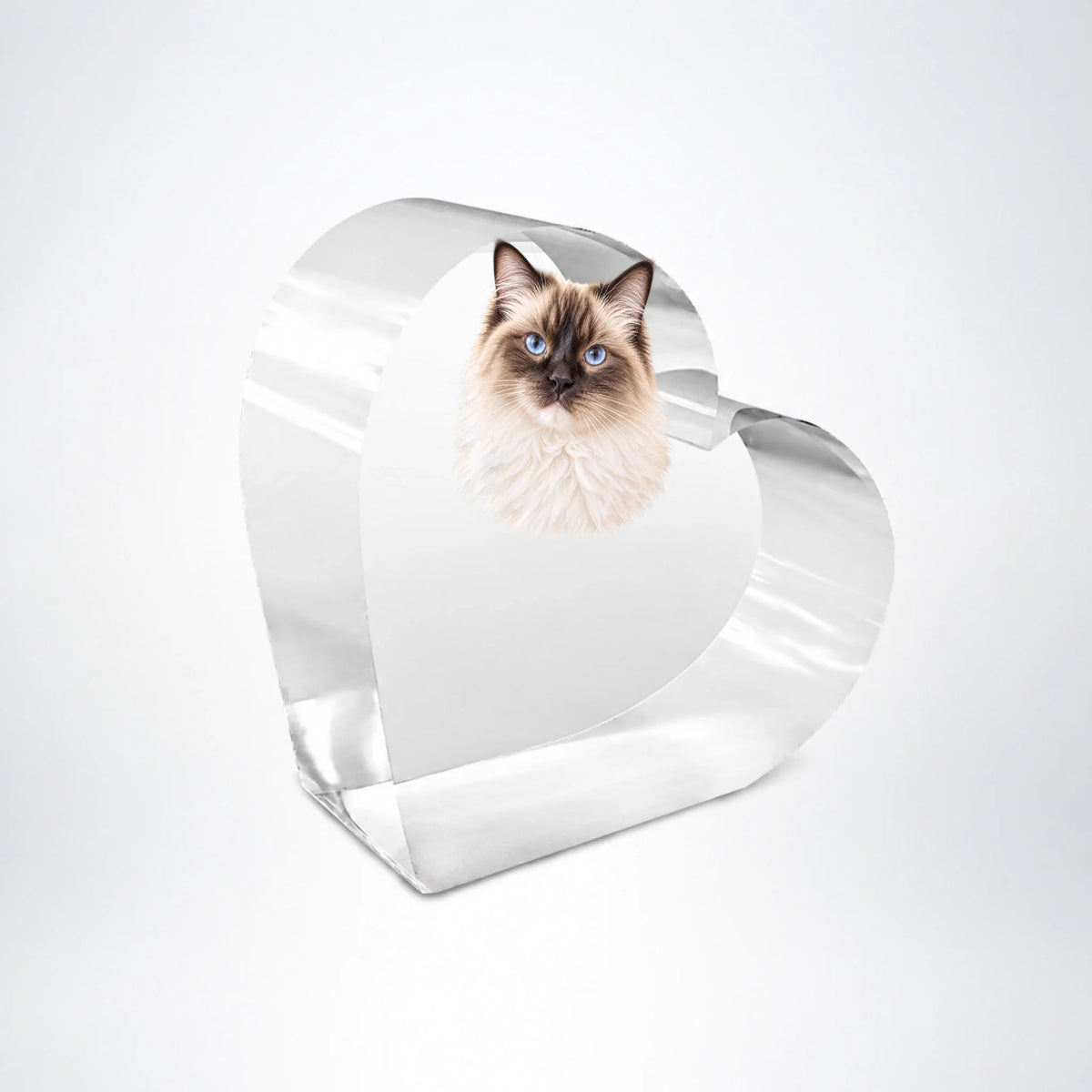 Personalisierbares Katzen-Acrylherz aus klarem Acryl, 7 × 6 cm