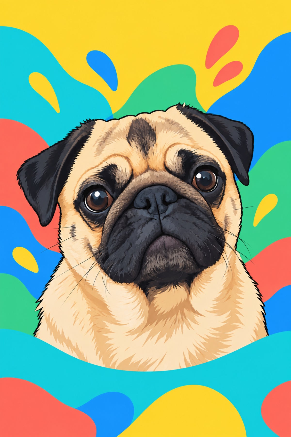 Derselbe Mops als Cartoon-Portrait (Nachher)