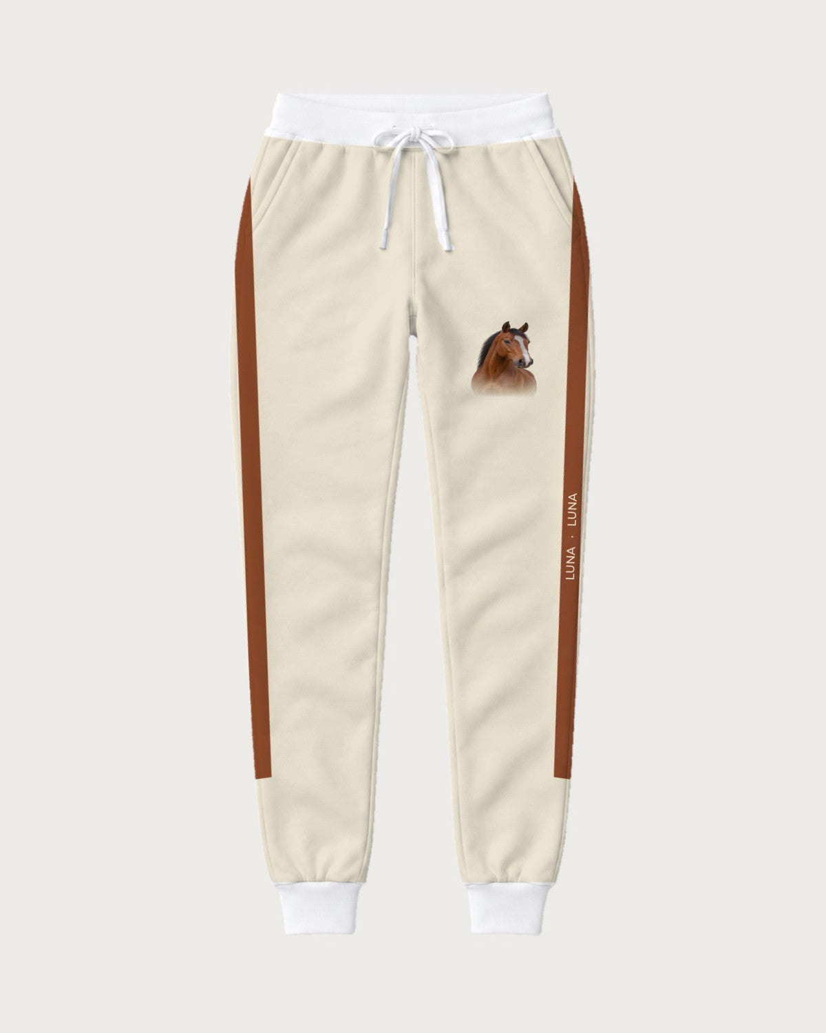 Jogginghose Signature Stripe mit Pferdeportrait: Ansicht der ganzen Hose