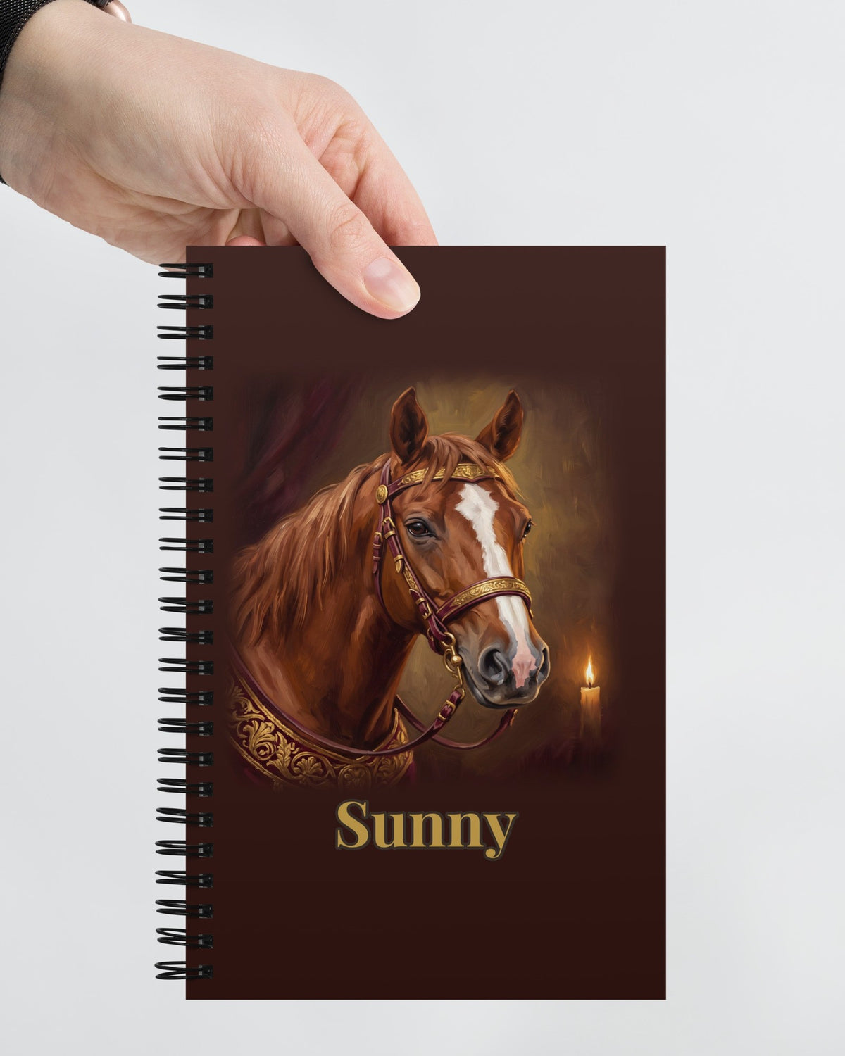 Notizbuch mit deinem Pferd im Royal-Stil mit Namen Sunny