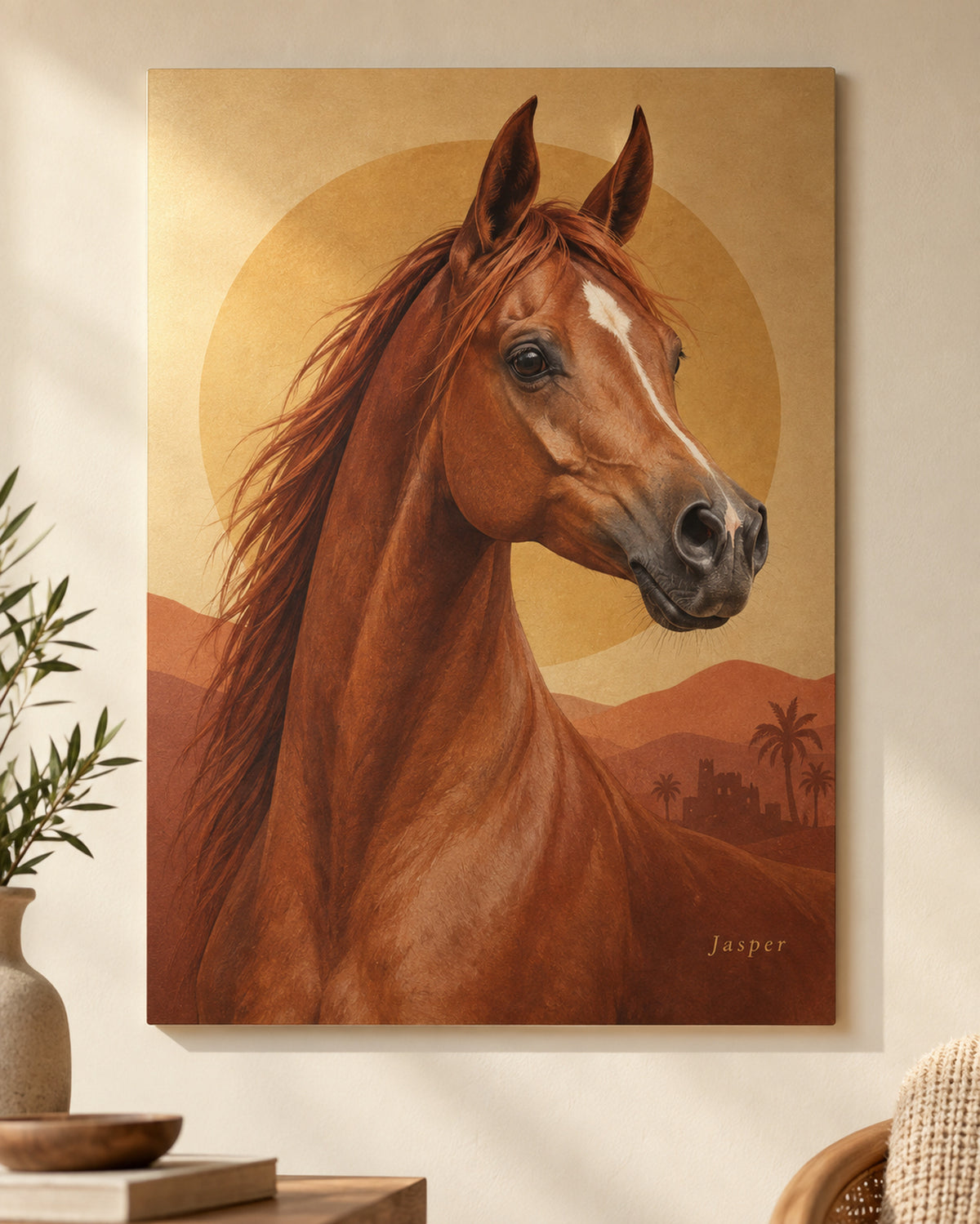 Pferdeportrait auf Aluminium, Beispiel Araber mit dem Namen Jasper