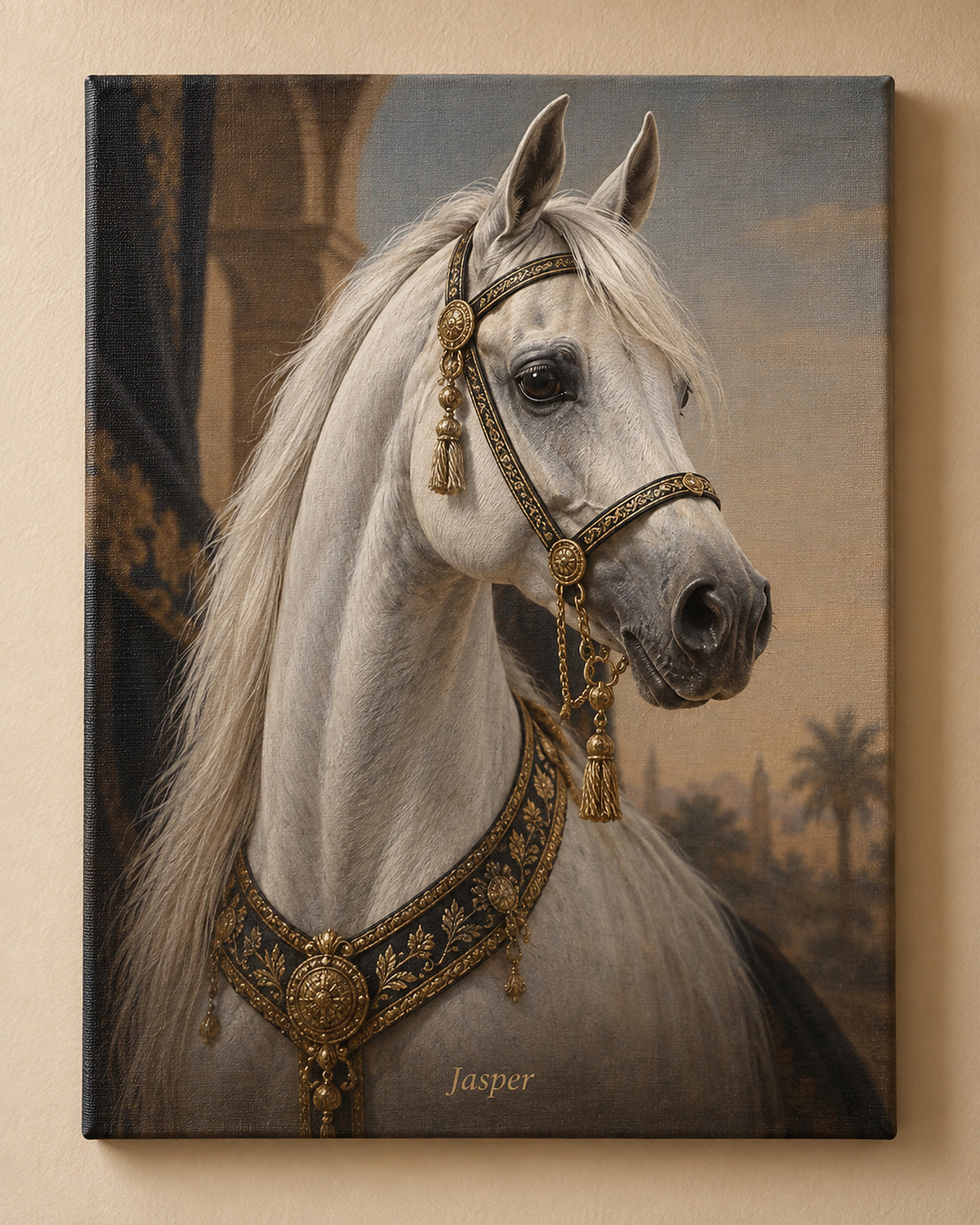 Horse portrait on canvas, example: Arabian named Jasper