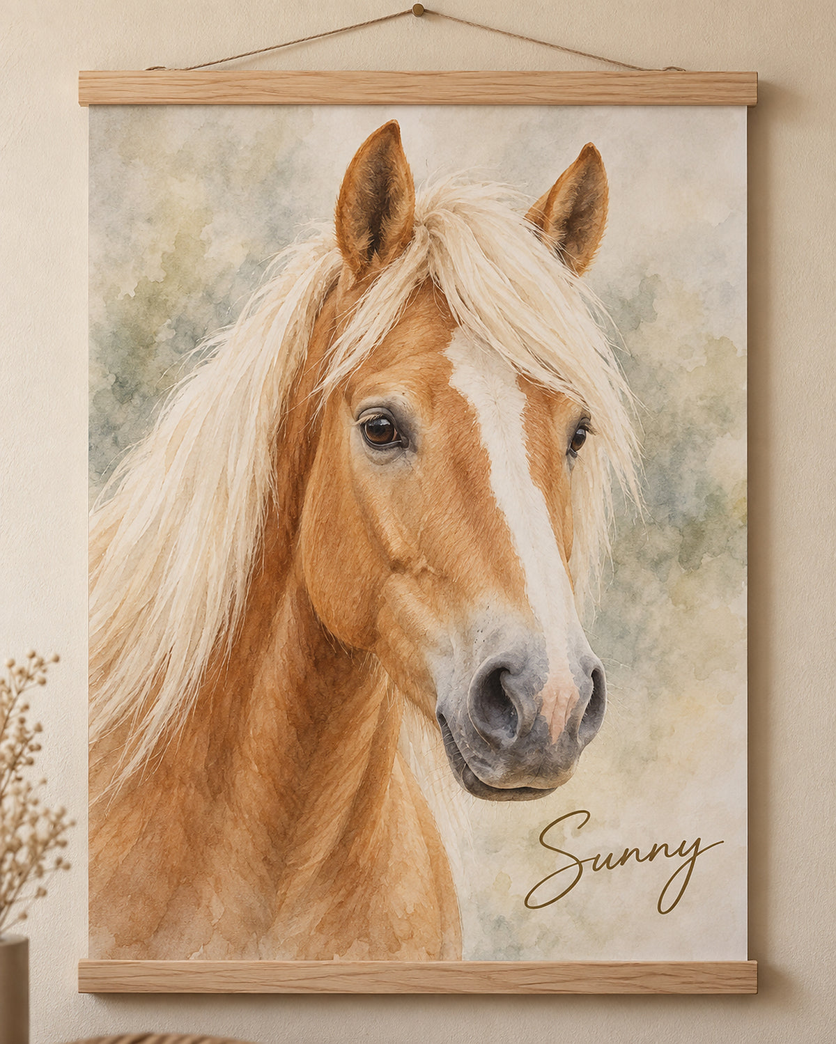 Pferdeportrait mit Aufhängung: Haflinger mit dem Namen Sunny