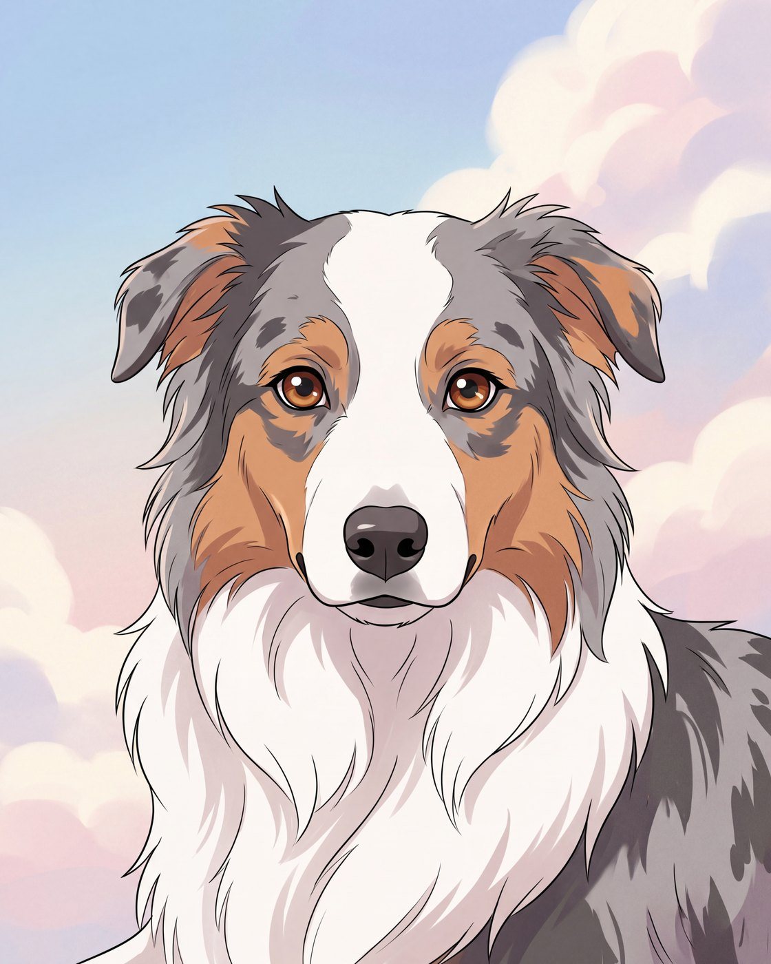 Hundeportrait im Stil Anime