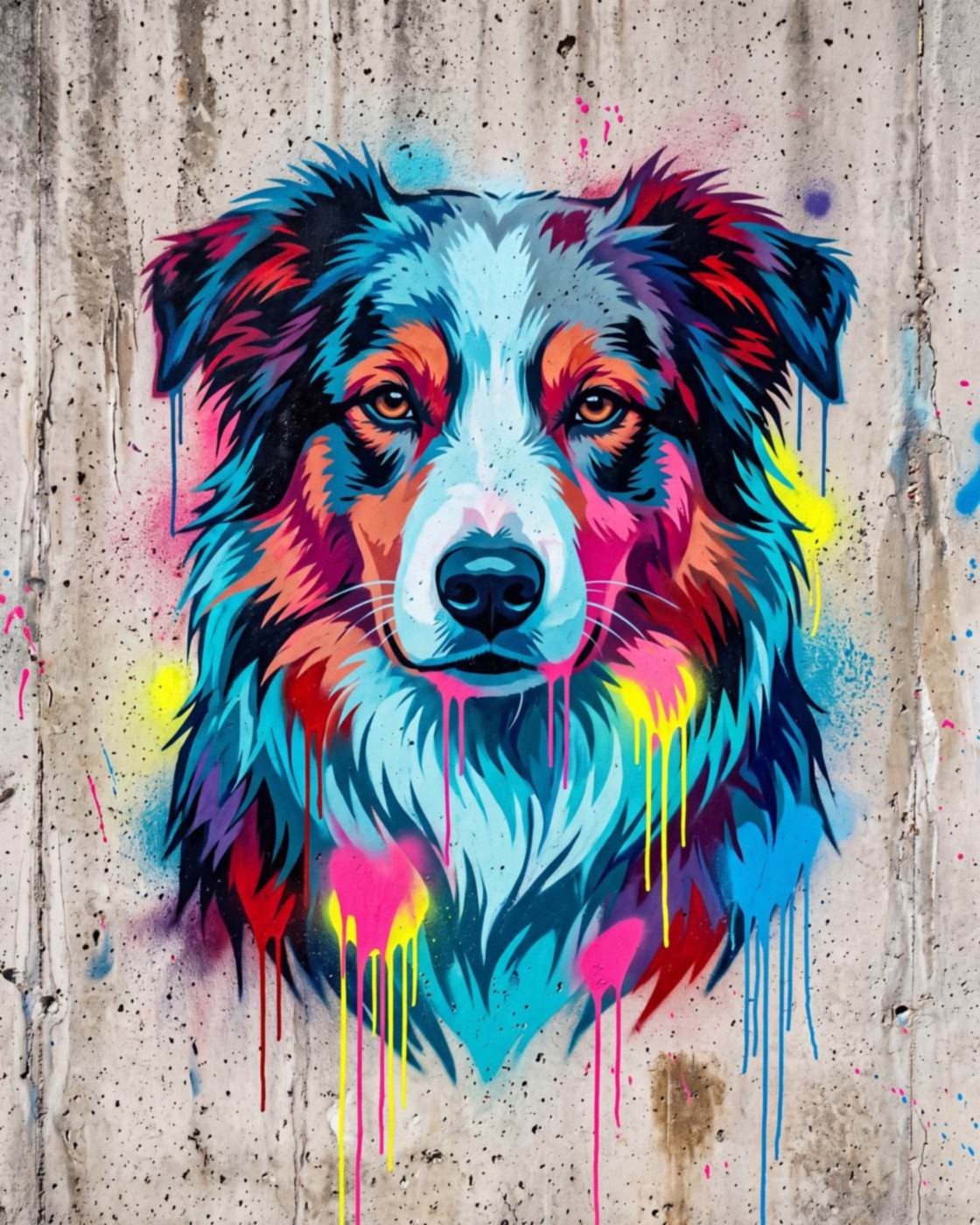 Hundeportrait im Stil Street-Art