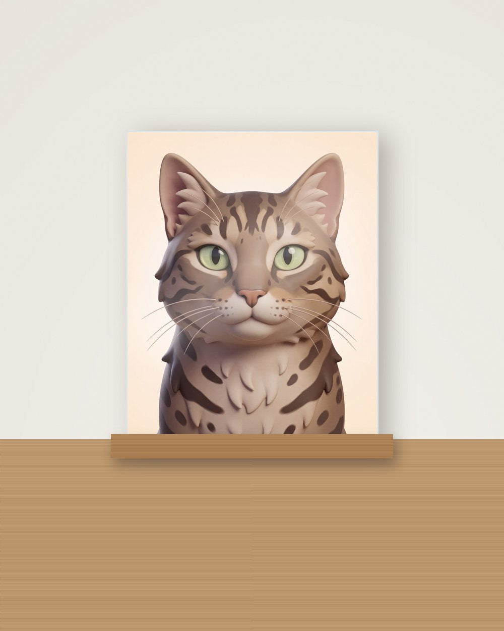 Katzenportrait im Stil 3D-Cartoon als Acryl-Aufsteller, Beispiel