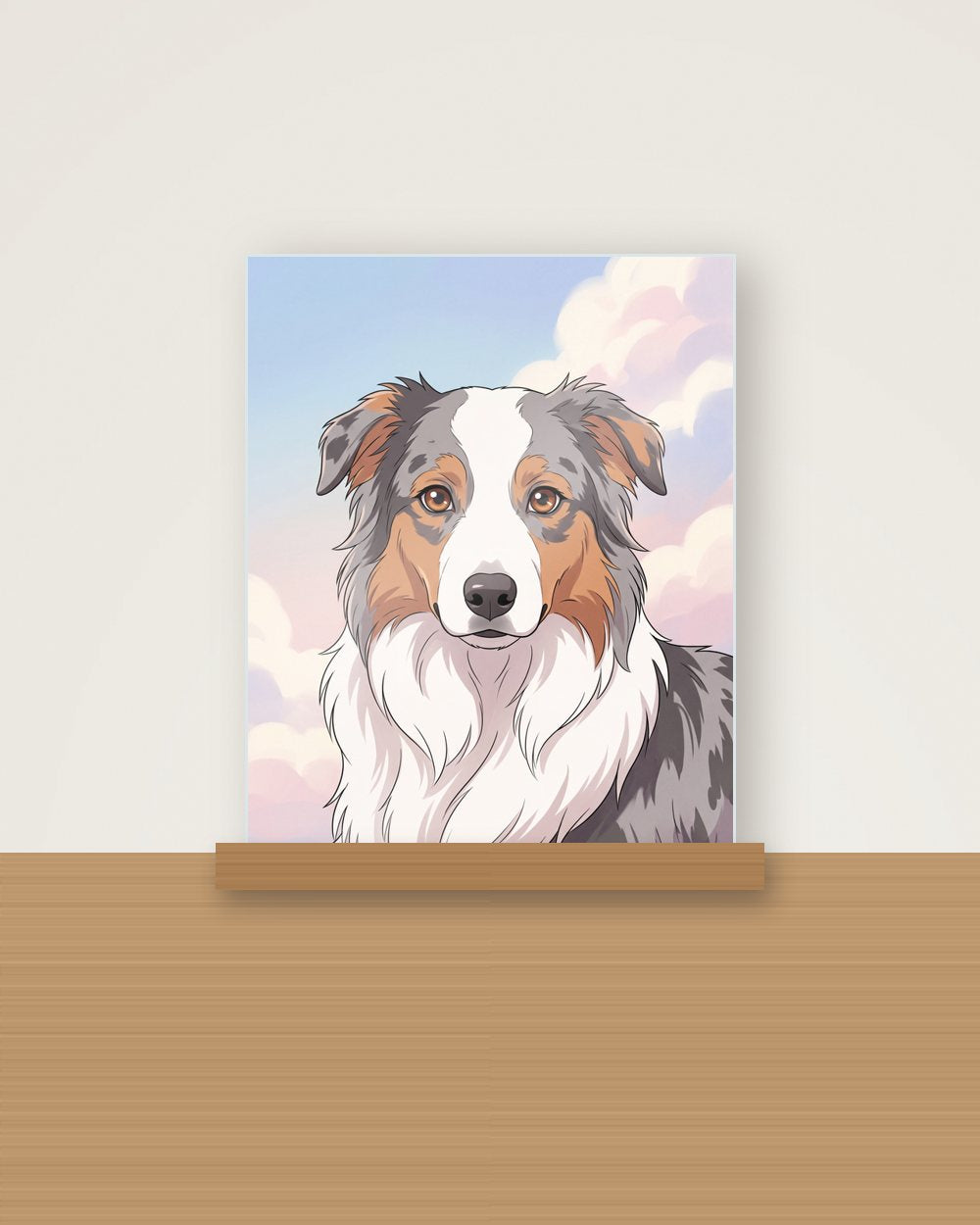 Hundeportrait im Stil Anime als Acryl-Aufsteller, Beispiel