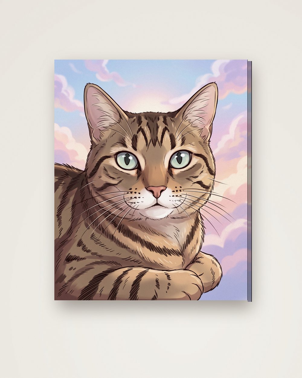 Katzenportrait im Stil Anime auf Leinwand, Beispiel