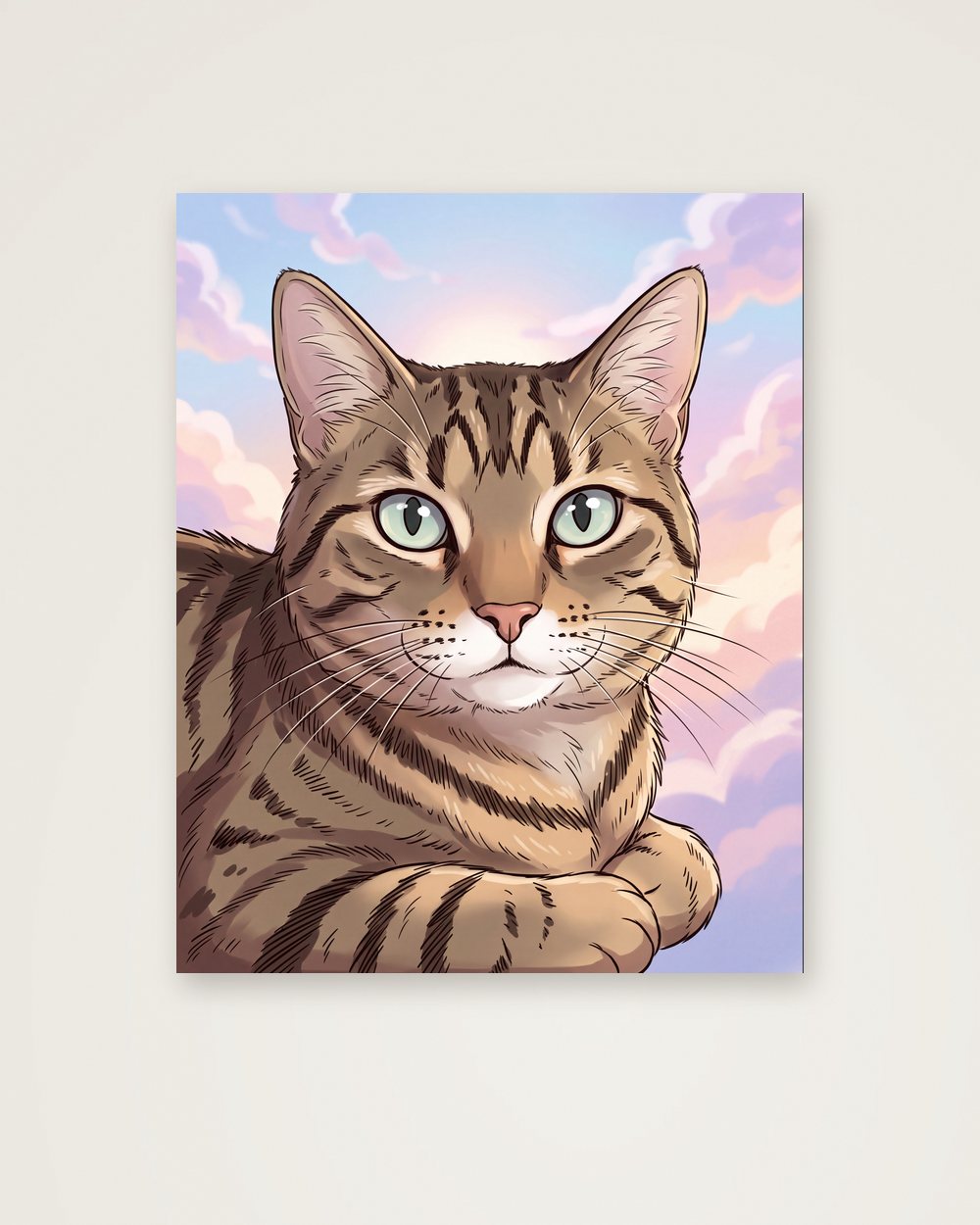 Katzenportrait im Stil Anime als Poster, Beispiel
