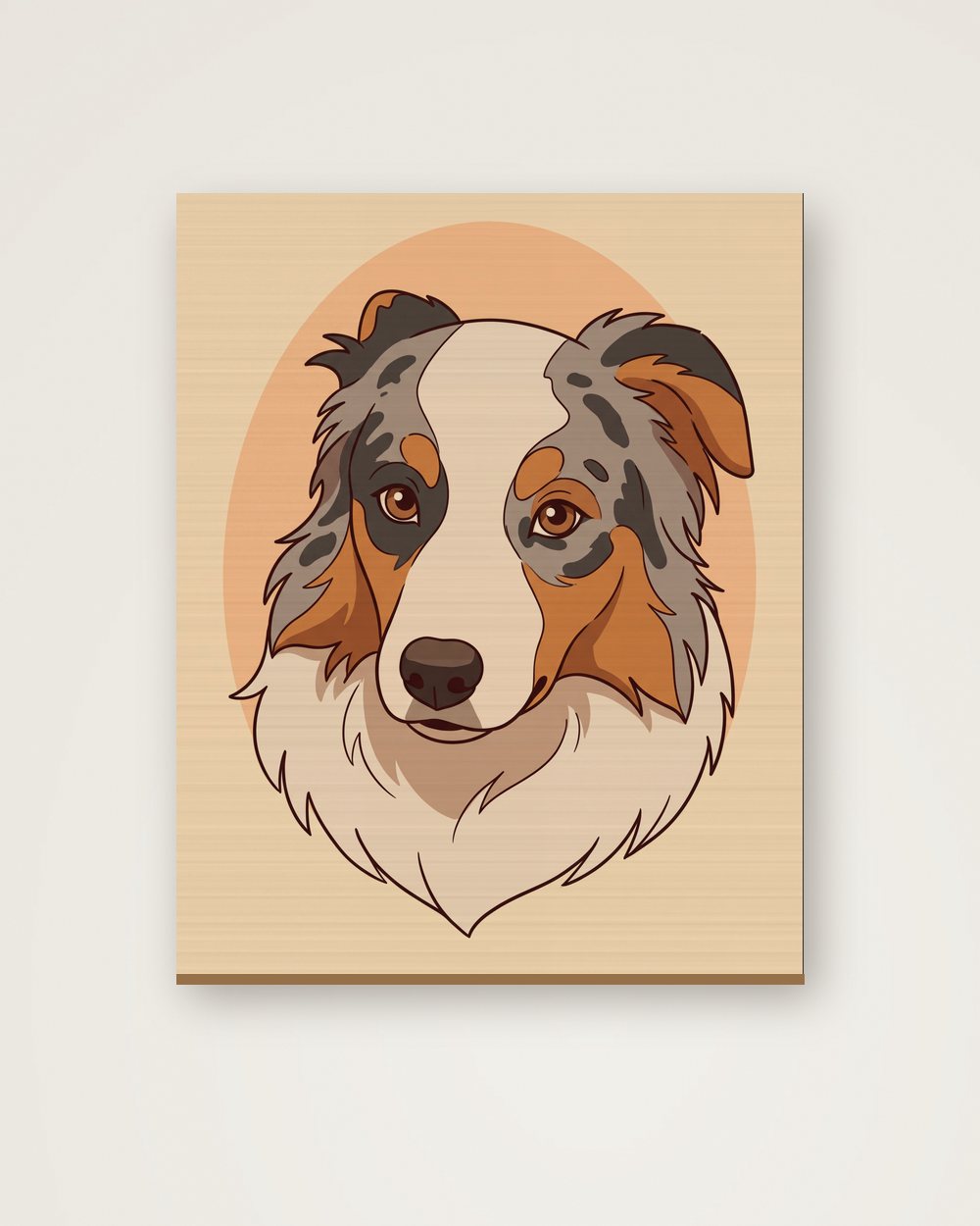 Hundeportrait im Stil Cartoon auf Holz, Beispiel