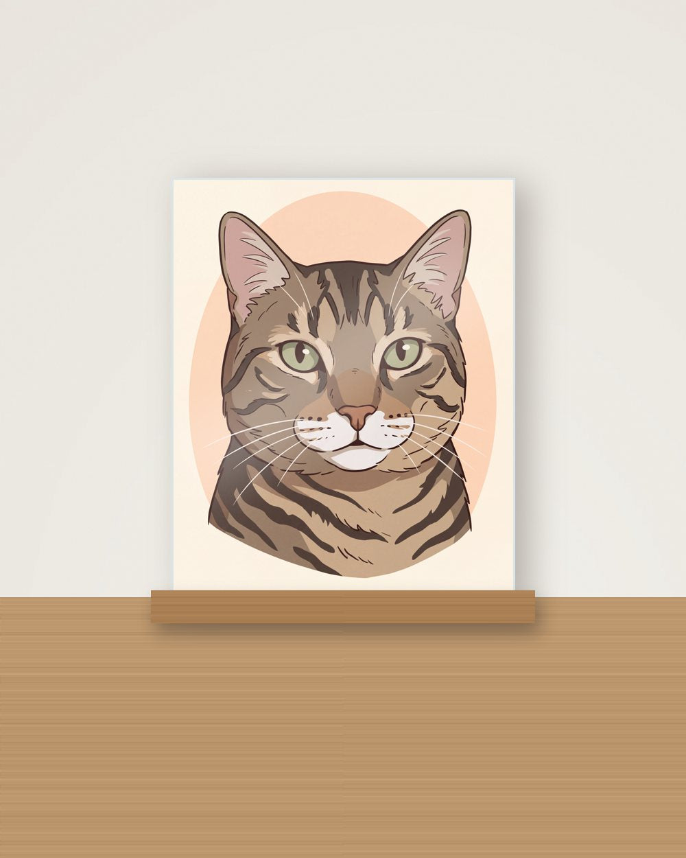 Katzenportrait im Stil Cartoon als Acryl-Aufsteller, Beispiel