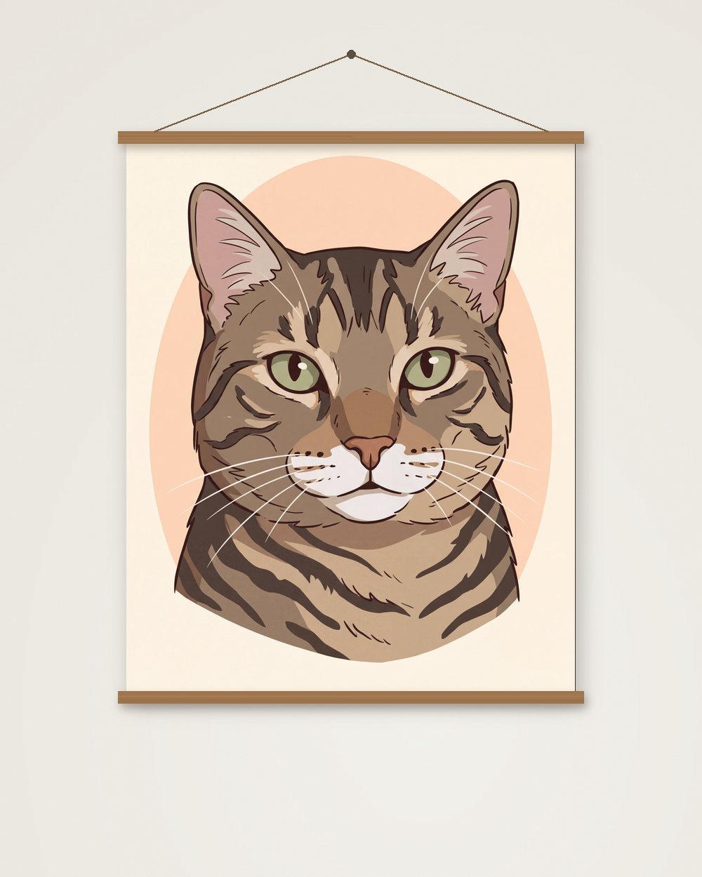 Katzenportrait im Stil Cartoon als Poster mit Aufhängung, Beispiel