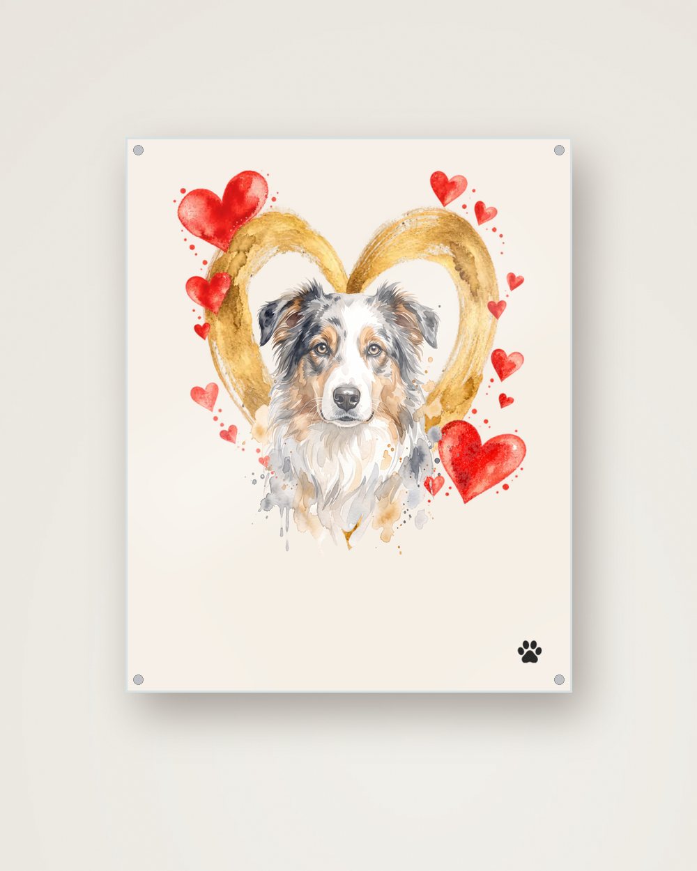 Hundeportrait im Stil Herzensbild auf Acrylglas, Beispiel