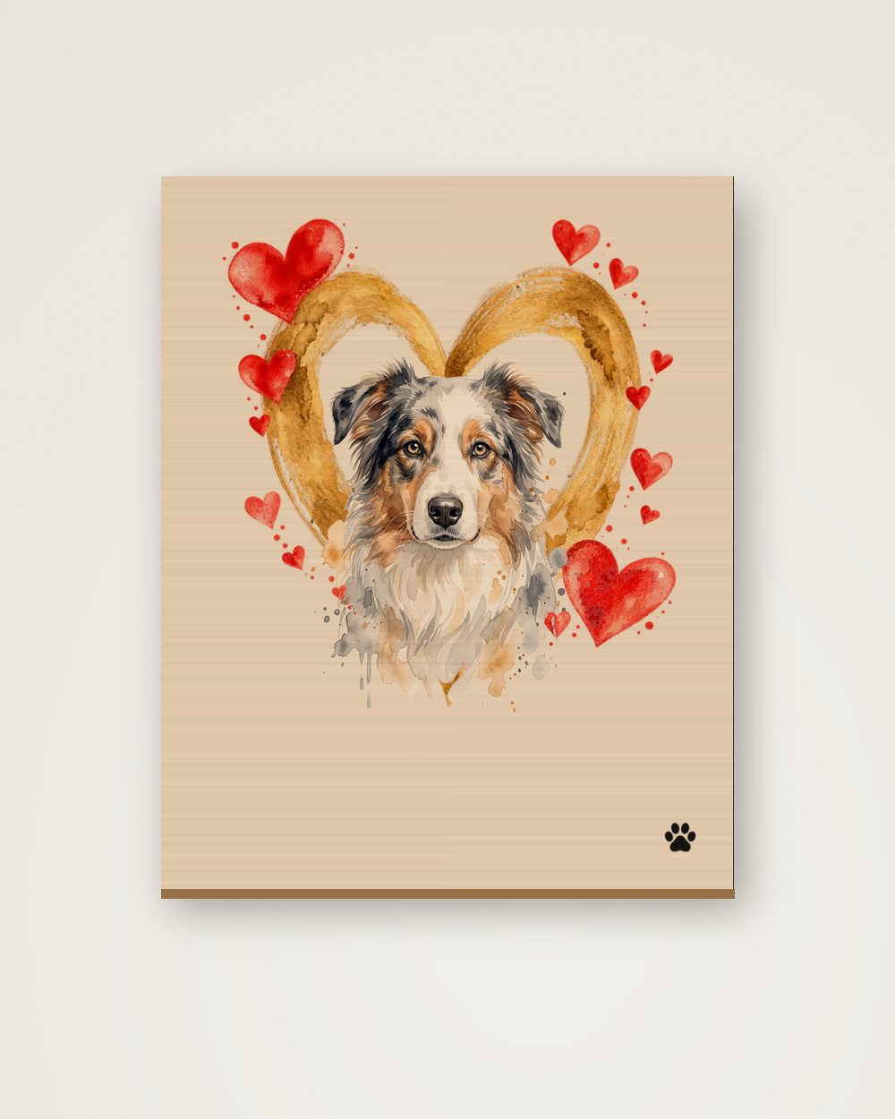 Hundeportrait im Stil Herzensbild auf Holz, Beispiel