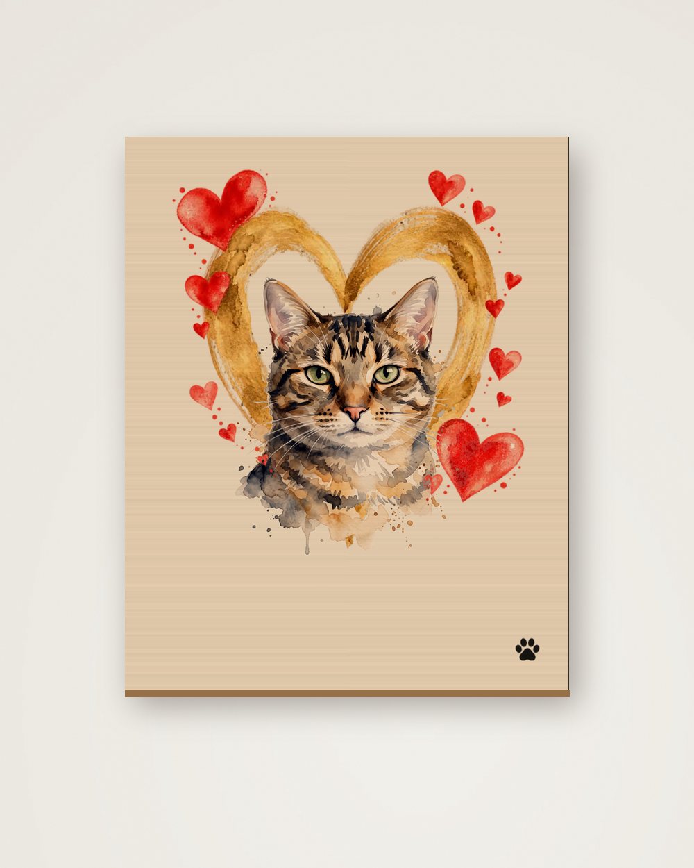 Katzenportrait im Stil Herzensbild auf Holz, Beispiel