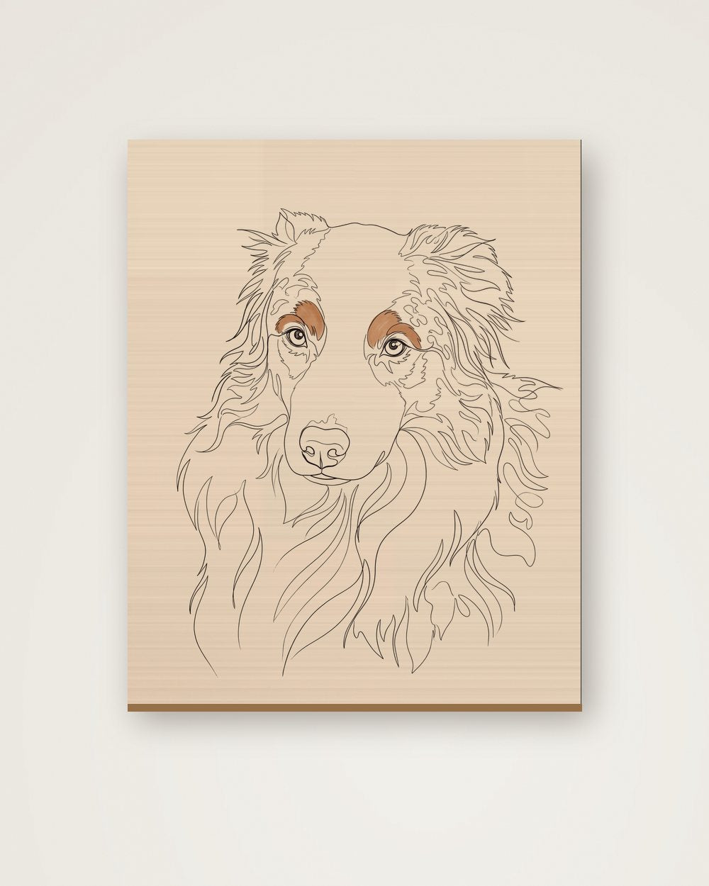 Hundeportrait im Stil Minimal auf Holz, Beispiel