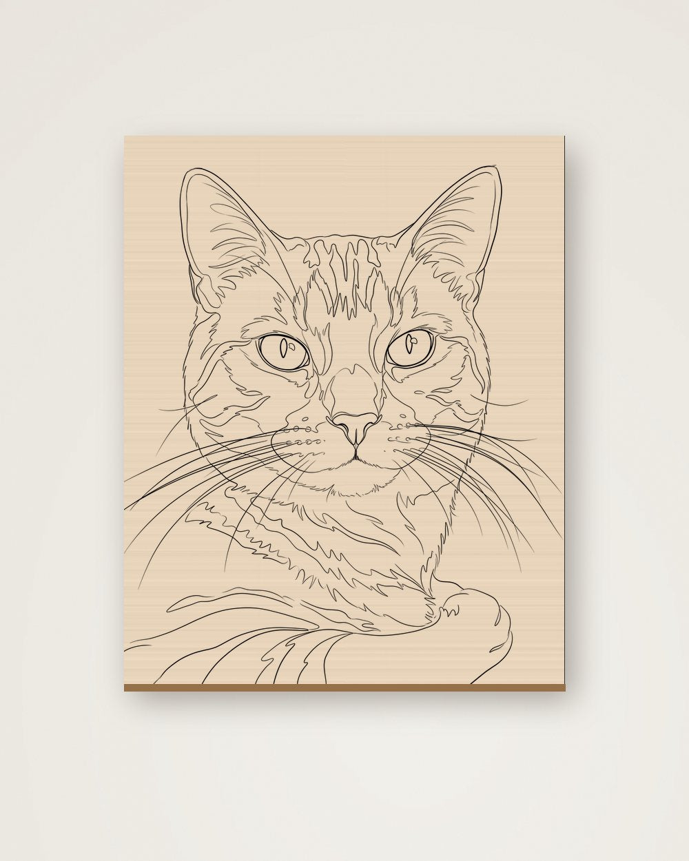 Katzenportrait im Stil Minimal auf Holz, Beispiel