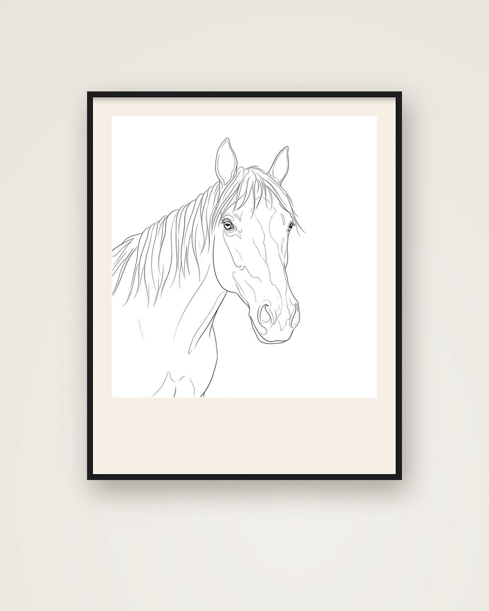 Pferdeportrait im Stil Minimal als Poster im Metallrahmen, Beispiel