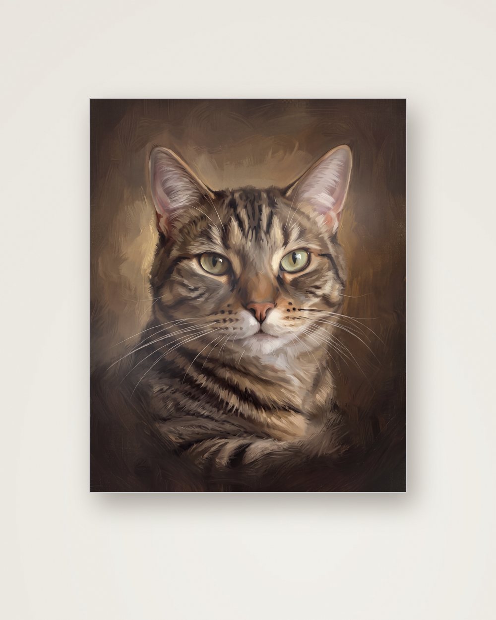 Katzenportrait im Stil Klassisches Ölgemälde auf Aluminium, Beispiel