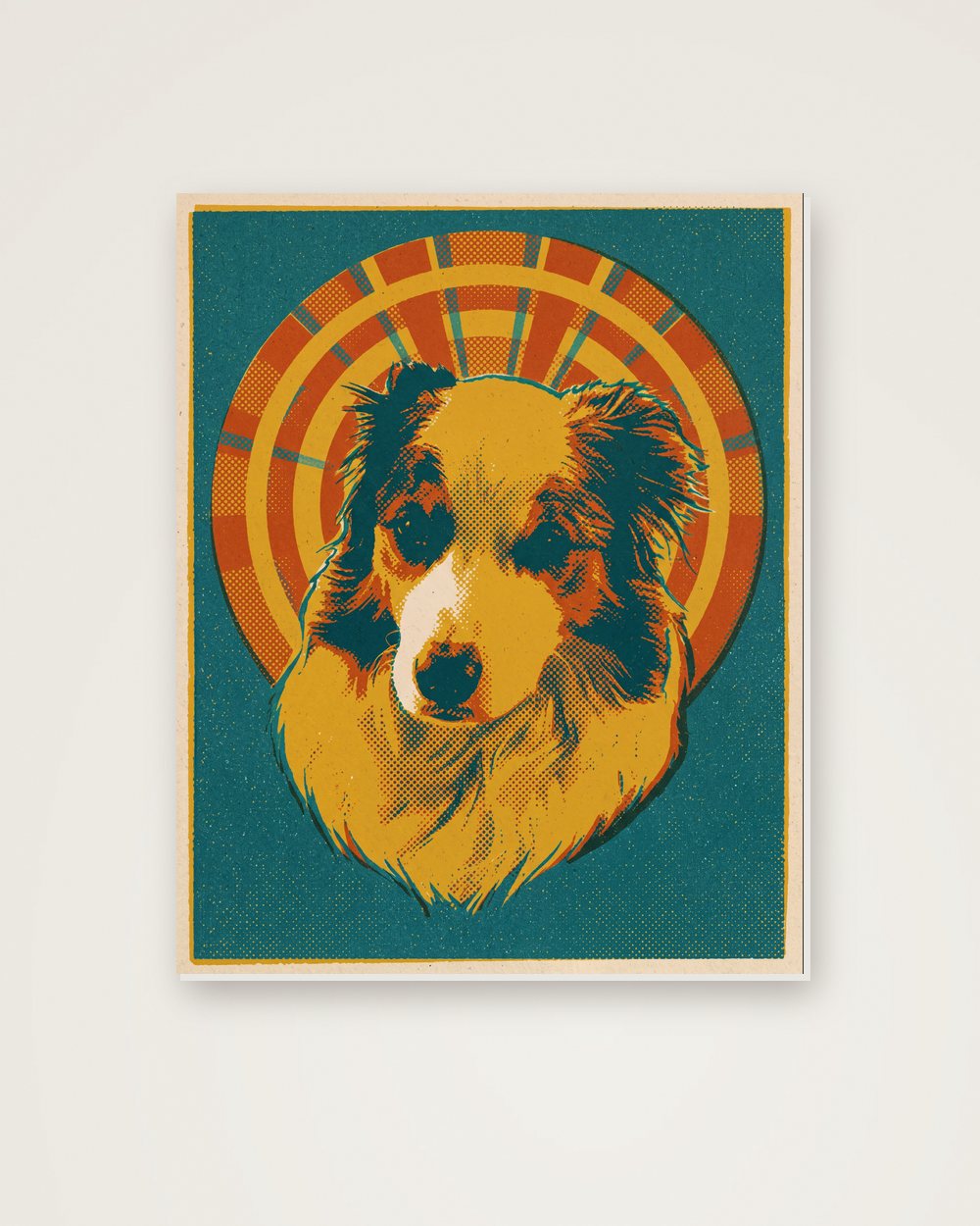 Hundeportrait im Stil Retro auf Hartschaumplatte, Beispiel