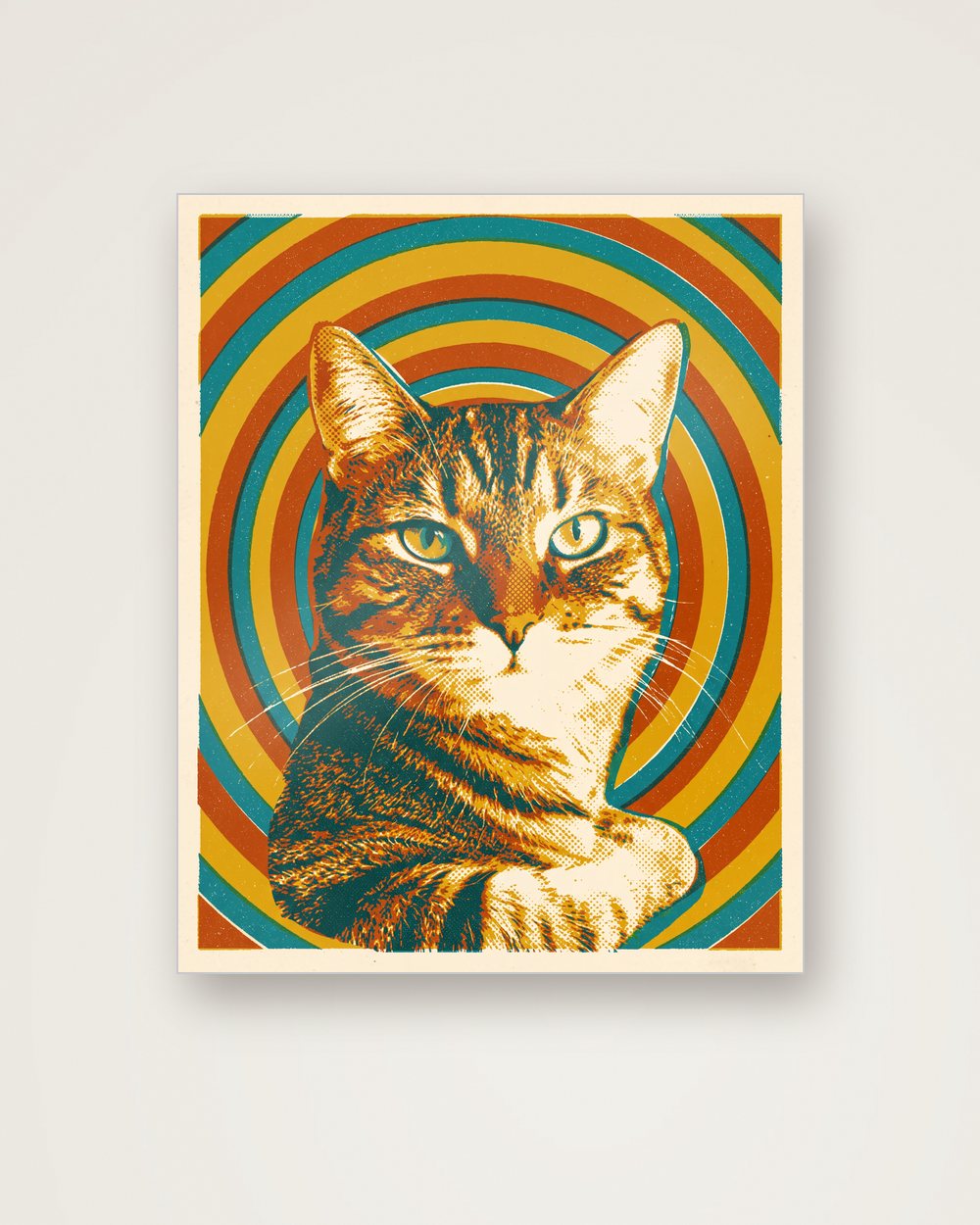 Katzenportrait im Stil Retro auf Aluminium, Beispiel