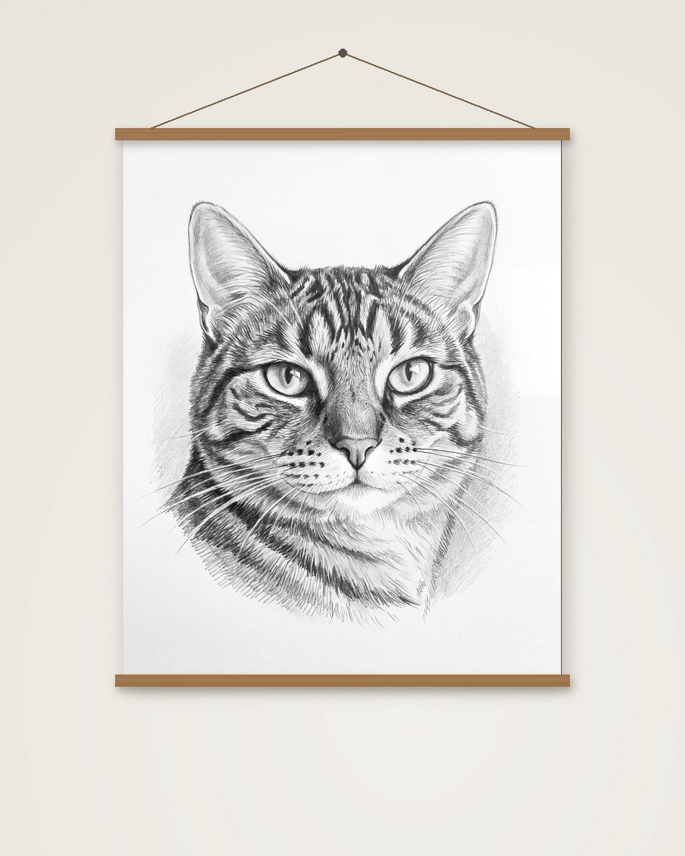 Katzenportrait im Stil Sketch als Poster mit Aufhängung, Beispiel