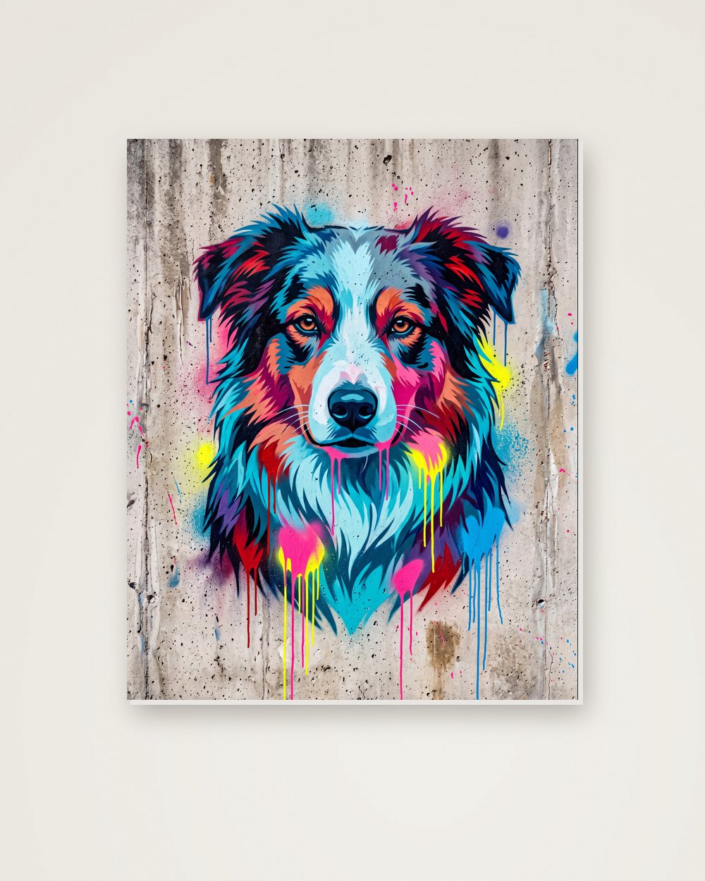 Hundeportrait im Stil Street-Art auf Hartschaumplatte, Beispiel