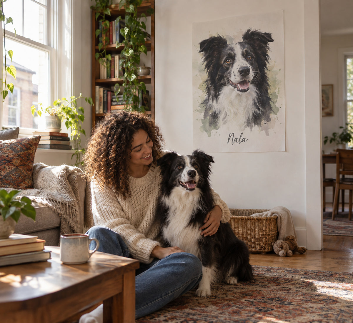 Hundeportrait als Poster im Wohnzimmer, Border Collie mit dem Namen Nala
